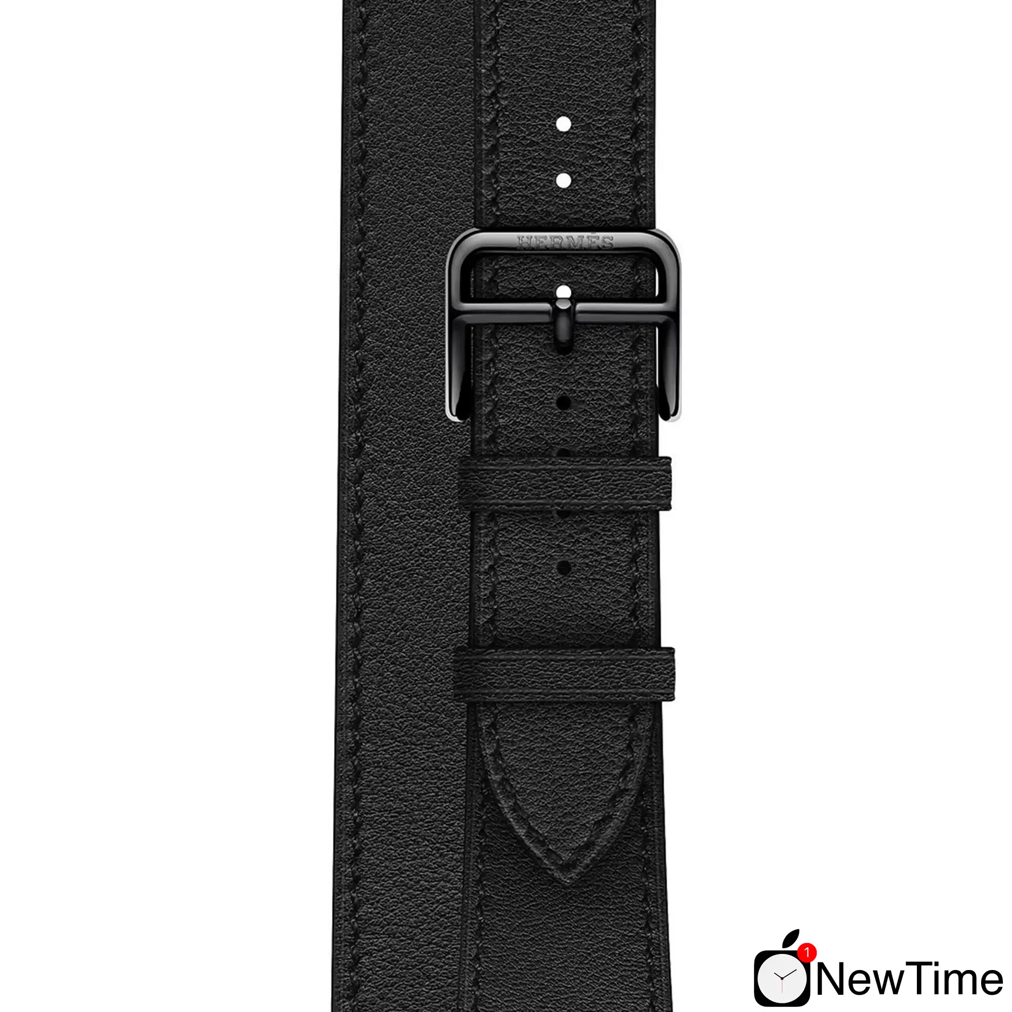 Apple Watch Hermes Series 6 GPS + Cellular 40mm Silver Stainless Steel Case with Noir Swift Leather Double Tour (MG3K3 + MX2Q2)